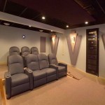 Theater Featured Design Home Theater Featured Funky Wall Design And Gray Seating With Armrest Plus Best Ceiling Lighting Decoration  Make Your Own Private Home Theatre 
