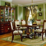 Green Dining With Impressive Green Dining Room Decorated With Round Chandelier Also Formal Wooden Interior Set On Laminate Floor Dining Room Various Dining Room Sets For Your Comfortable Meal Time