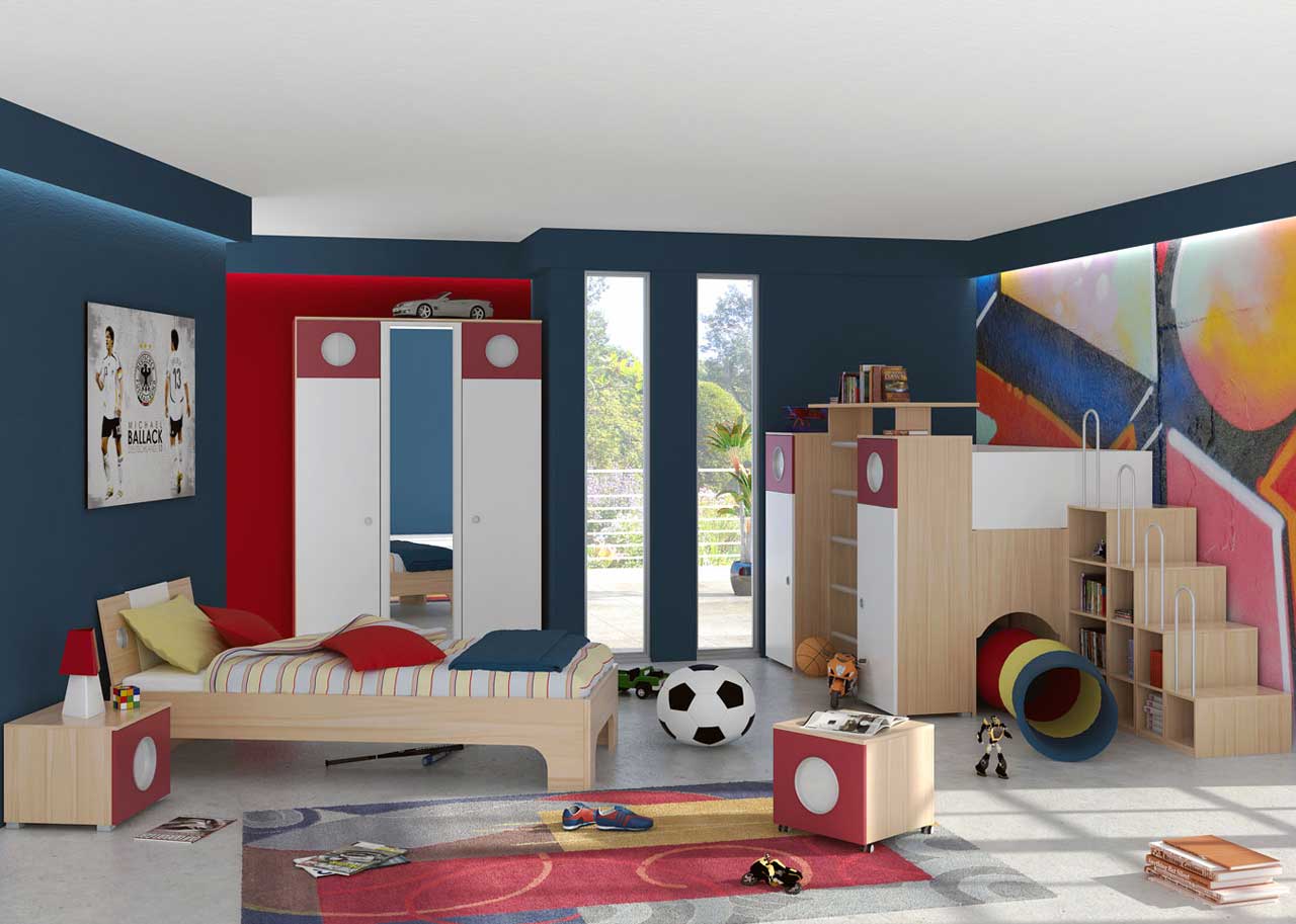 Spacious Kids Design Impressive Spacious Kids Room Decor Design Ideas With Simple Wood Bed Design Also Cool Football Poster For Bedrooms Plus Modern Floor Painting For Concrete Ideas Decoration Kids Desire And Kids Room Decor