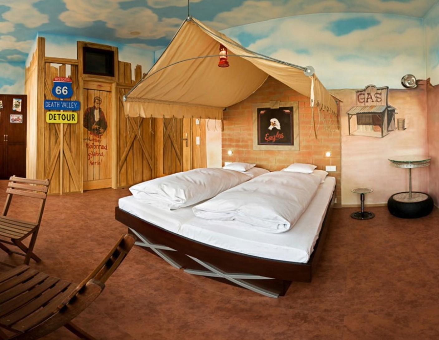 Country Cowboy Room Incredible Country Cowboy Themed Kids Room Furniture Decor For 2 Boys Design Ideas With Classic Dark Brown Bed Frame Design Also Creative Brown Tent Canopy Bed And Sky Blue Ceiling Paint Ideas Furniture Composing The Special Type Of Kids Room Furniture