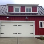 Modern Garage With Incredible Modern Garage Doors Design With White Color Made From Wooden Material Combined With Red Wall Color Finished In Traditional Touch Decoration Fascinating Modern Garage Doors Used In Remarkable Designs