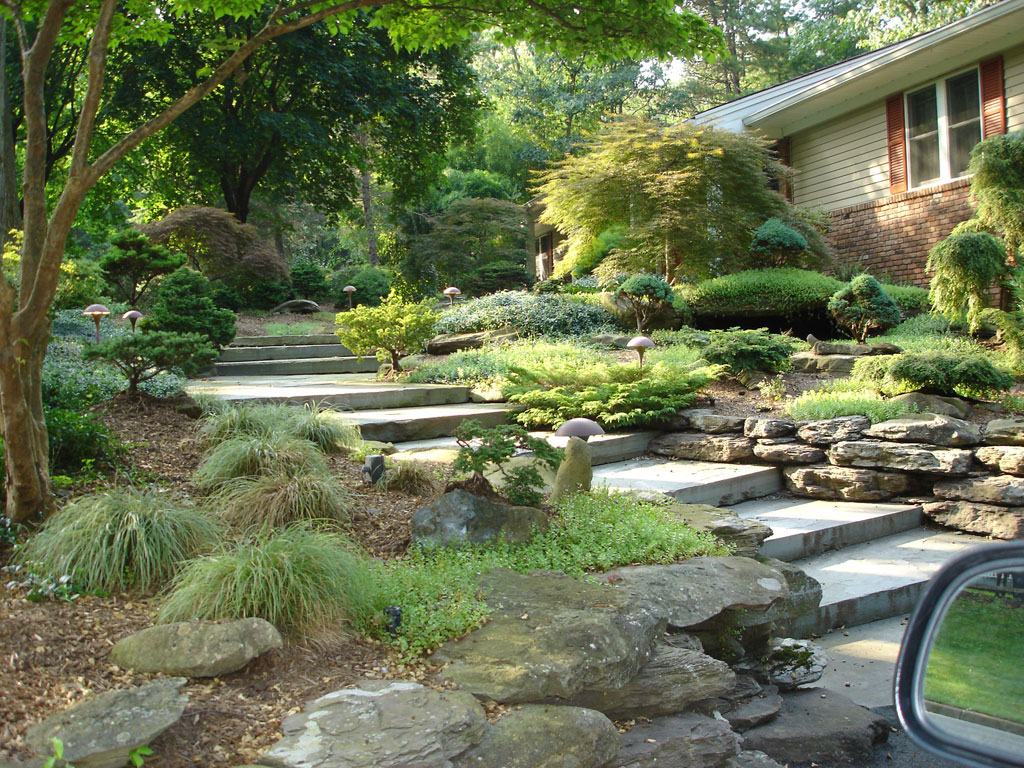 Front Yard Designed  Garden  Landscaping With Rocks Present Impressing Landscape 