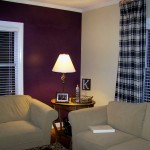 Purple Living Ideas Inspiring Purple Living Room Paint Ideas With White Windows And Sliding Curtains Completed With Table Lighting On Round Nightstand And Furnished With Chair Living Room Modern Living Room Paint Ideas With Color Combination
