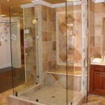 Stoned Bathroom Focused Inspiring Stoned Bathroom Tile Design Focused On Beam Glass Shower Enclosure Set Next To Vanity Set Idea Interior Design  Awesome Decorations Of Glass Shower Enclosures 