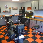 Design Ideas Minimalist Interesting Garage Design Ideas With Excellent Modern Minimalist Interior Using Orange And Black Tile Flooring Decoration Ideas For Inspiration Decoration Garage Design Ideas With Cabinet And Hanger Compartment For The Sake Of Good Arrangement