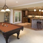 Playroom Billiard Branched Interesting Playroom Billiard Table Under Branched Lamp In Finished Basement Ideas At Traditional House Image Basement Finished Basement Ideas For Cozy Additional Living Space