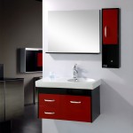 Red And Color Interesting Red And White Accent Color Ideas Of Modern Bathroom Applying Black Flooring Design Completed With Bathroom Wall Cabinets And Furnished With Sink Coupled By Mirror Bathroom The Best Choice For Bathroom: Bathroom Wall Cabinets