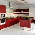With Modern Plus Island With Modern Seating Design Plus Black Countertop And Compact Red Kitchen Cabinets Kitchen  Create Incredible Kitchen With Red Kitchen Cabinet 