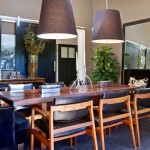 Black Area Plus Large Black Area Rug Idea Plus Mid Century Dining Chairs Feat Huge Pendant Lights Design And Oversized Wall Mirror Decor Dining Room  Brought In Classic Mid Century Dining Chair Is Ready To Enjoy 
