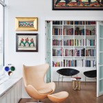 Brown Leather In Light Brown Leather Lounge Chair In Front Of Small Home Library With Sliding Door Apartment Quirky And Eclectic Apartment Looking Over The Red City