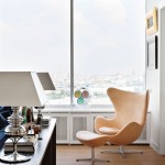 Brown Leather In Light Brown Leather Lounge Chair In The Corner Apartment Living Room With White Interior Decoration Ideas Apartment Quirky And Eclectic Apartment Looking Over The Red City