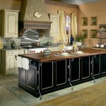 Black Island Top Long Black Island And Wood Top Near Country Kitchen Cabinets In White Color Country Kitchen Cabinets To Influence Country Kitchen Significantly