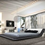 Bedroom With Wall Lovely Bedroom With Glass Exterior Wall Plus Large Fur Rug Idea Feat Modern Upholstered Platform Bed And Huge Globe Pendant Lights Bedroom  Truly Amazing And Awesome Modern Platform Bed Designs 