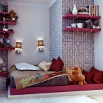Dolls In Bedrooms Lovely Dolls In Cool Teen Bedrooms With Fluffy Bed And Cushions Under Red Floating Shelves Bedroom Cool Teen Bedrooms Using Black And White Interior Theme