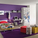 Purple Accent Of Luxurious Purple Accent Wall Color Of Modern Kid Room Ideas With Single Bed And Thick Rug Completed With Amusing Table Plus Furnished With Desk And Wall Cabinets Kids Room 15 Trendy Kids Room Ideas For The Bold Modern Home