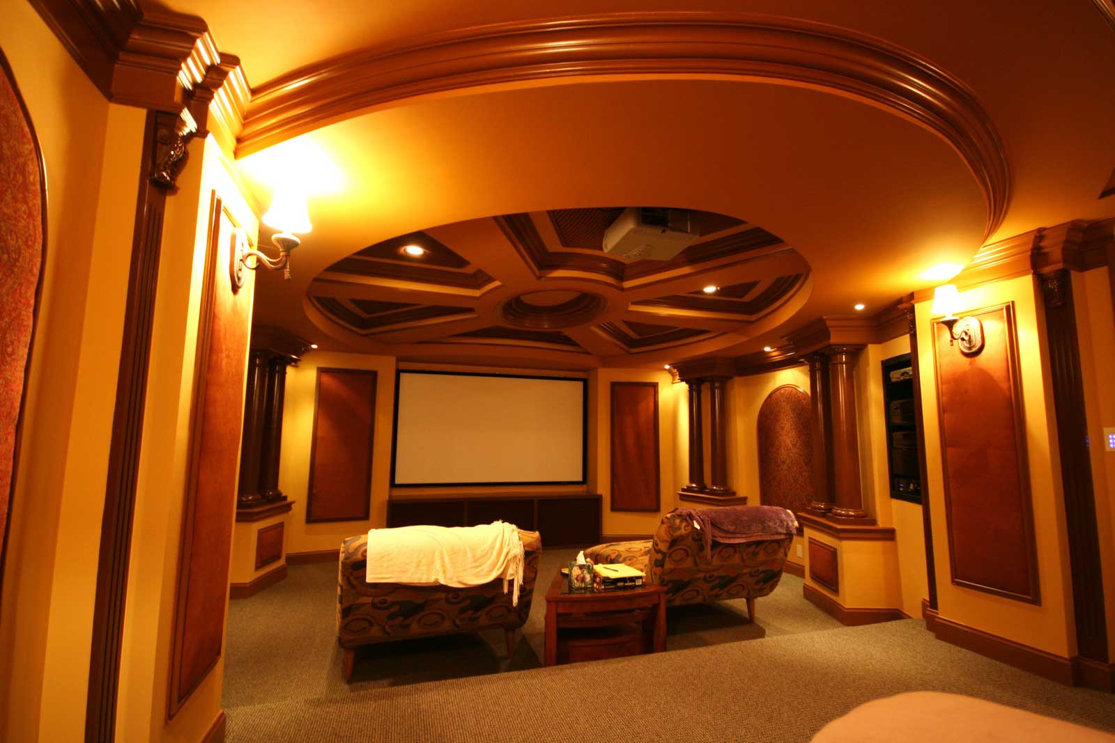 Gold Themed Theater Luxury Gold Themed Living Room Theater For Big Room Design Ideas With Unique Ornament On Ceiling Design And Contemporary Sofa Bed Idea Also Modern Wall Mounted Flat TV Design Ideas Living Room 20 Stylish Living Room Theater For The Beautiful Media Rooms
