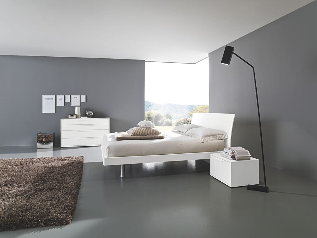 Gray Accent Combined Marvelous Gray Accent Wall Color Combined With White Bedroom Furniture Of Platform Bed Also Nightstand And Drawers And Furnished With Flooring Stand Lighting Bedroom 15 Simple White Bedroom Furniture For Your Romantic Modern House