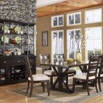 Contemporary Dining Dark Mesmerizing Contemporary Dining Room With Dark Brown Cupboards Also Table Completed With Dining Room Buffet And Furnished With Chairs On Rug Dining Room Simple And Functional Dining Room Buffet