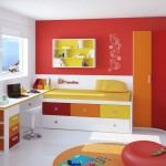 Kids Bedroom And Mesmerizing Kids Bedroom Applying Red And White Also Yellow Interior Color Of Kid Room Ideas With Single Bed On Platform Drawers Combined With Desk And Completed With Cupboards Kids Room 15 Trendy Kids Room Ideas For The Bold Modern Home