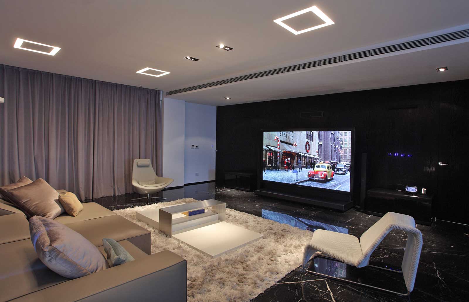 Living Room Ideas Mesmerizing Living Room Theater Decorating Ideas For Small House Design With Adorable Cream Living Couch Idea And Modern Grey Ceiling Design Also Beautiful Floor Curtain Ideas Living Room 20 Stylish Living Room Theater For The Beautiful Media Rooms