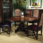 Wooden Furnitures Applying Mesmerizing Wooden Furniture Dining Room Applying Formal Dining Room Sets With Pedestal Round Table Furnished With Chairs And Completed With Chandelier In Golden Color Formal Dining Room Sets For Contemporary Interiors