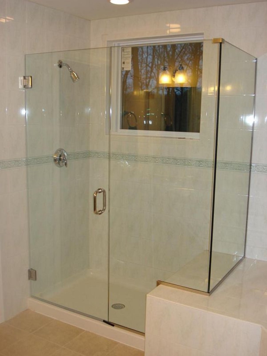 Square Window Shower Mini Square Window Decorate Corner Shower Room With Glass Enclosure Also White Ceiling Recessed Lighting  Awesome Decorations Of Glass Shower Enclosures 