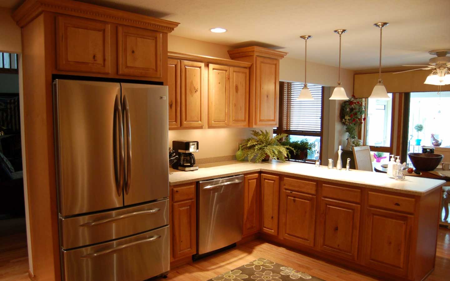 Kitchen Remodel White Minimalist Kitchen Remodel Ideas With White Granite Countertop Design And Luxury Pendant Lamps Idea Also Traditional Kitchen Cabinet Designs Plus Rustic Teak Wooden Flooring Idea Kitchen Most Popular Kitchen Layout To Emulate Your Own After