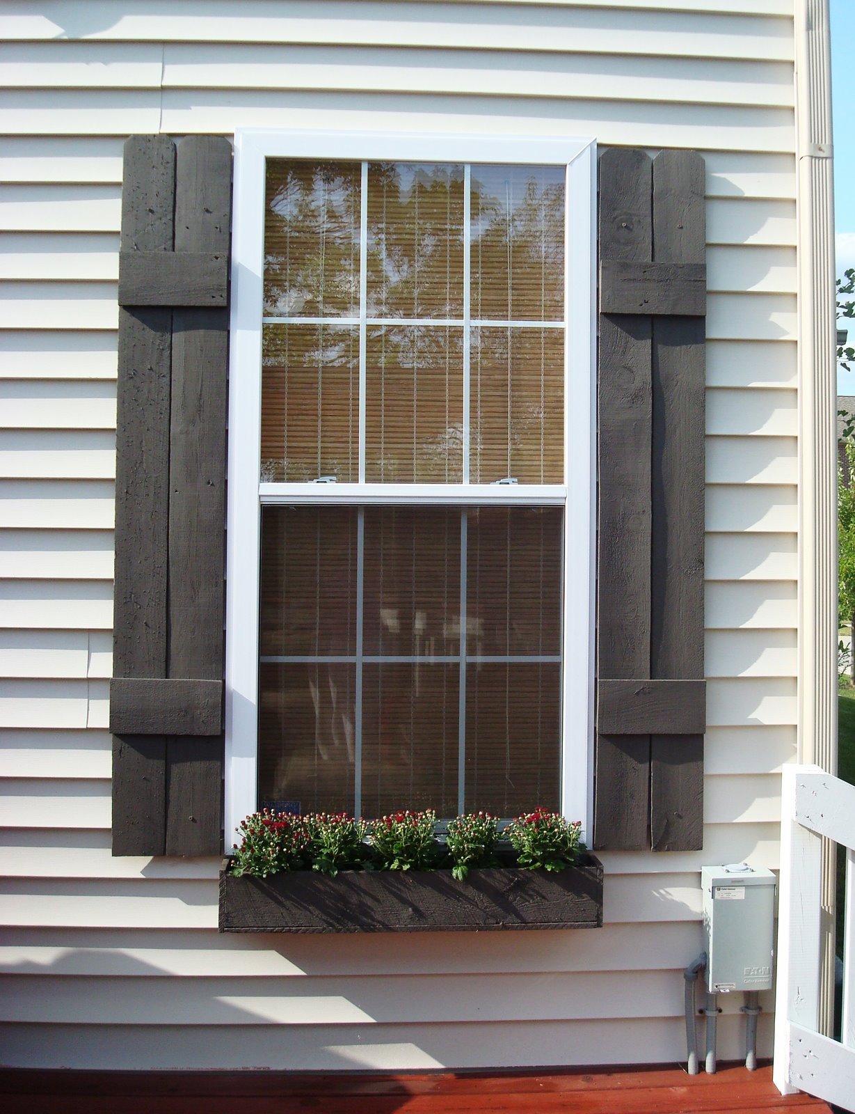 Teak Material Window Minimalist Teak Material For Exterior Window Shutters Beside Classic Window On White Wall Exterior Exterior Window Shutters With Maximum Functional Features