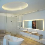 Bathroom Interior With Modern Bathroom Interior Design Decorated With Minimalist Bathroom Vanity In White Color And Bathroom Light Fixtures Bathroom Bathroom Light Fixtures As Ideal Interior For Modern Bathroom Design