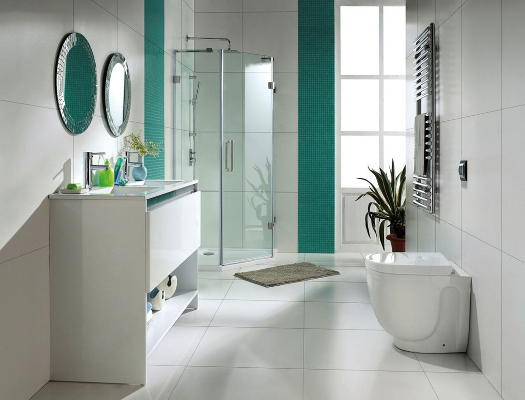 Bathroom Tile White Modern Bathroom Tile Ideas With White Colored Tile Bathroom Floor And Two Round Mirror Design Along With Modern Furniture White Interior Bathroom Ideas Bathroom The Reasons Why Choosing Bathroom Tile Ideas
