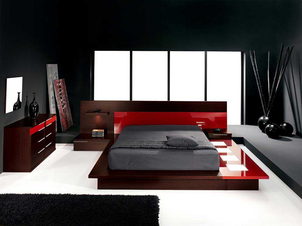 Bedroom Furniture Stylish Modern Bedroom Furniture Sets With Stylish And Modern Design Ideas With Modern Bedroom Ideas With Glossy Red Platform Bed Feat Black Rug Also White Flooring Design Ideas Bedroom The Stylish Ideas Of Modern Bedroom Furniture On A Budget
