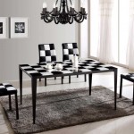 Black And Room Modern Black And White Dining Room Ideas With Stainless Steel Black And White Dinner Table For Small Spaces Design And Charming Grey Fur Rug Idea Also Interesting Traditional Black Chandelier The Best Simple Dining Room Ideas
