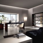 Black Office Interior Modern Black Office Desk And Interior Set Paired With White Chairs Also Lighting Plus Framed Glass Wall Accent Decor Office Elegant Office Room With Modern Office Desk