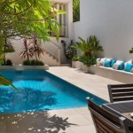 Built In With Modern Built In Garden Bench With Colorful Outdoor Pillows And Beautiful Small Tropical Swimming Pool Pool  Making Small Swimming Pool In Best House 