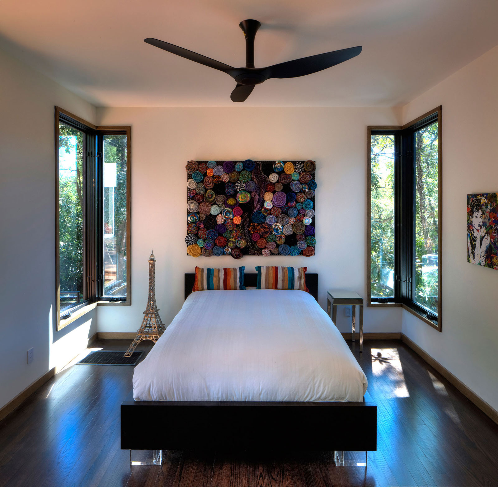 Ceiling Fans Interior Modern Ceiling Fans In Bedroom Interior Decorated With Tropical Minimalist Style Using Wooden Flooring And White Bedding Decoration Modern Ceiling Fans In Contemporary Style