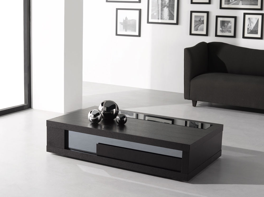 Coffee Table Top Modern Coffee Table With Mirrored Top Idea Also Black Leather Sofa And Lovely Gallery Wall Decoration Furniture  Teasing Your Friends Through Breathtaking Modern Coffee Tables 
