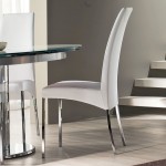 Round Glass Paired Modern Round Glass Dining Table Paired With Contemporary White Chairs Set In Front Of Floating Stairway Design Dining Room  Cool Dining Room With Contemporary Dining Chairs 