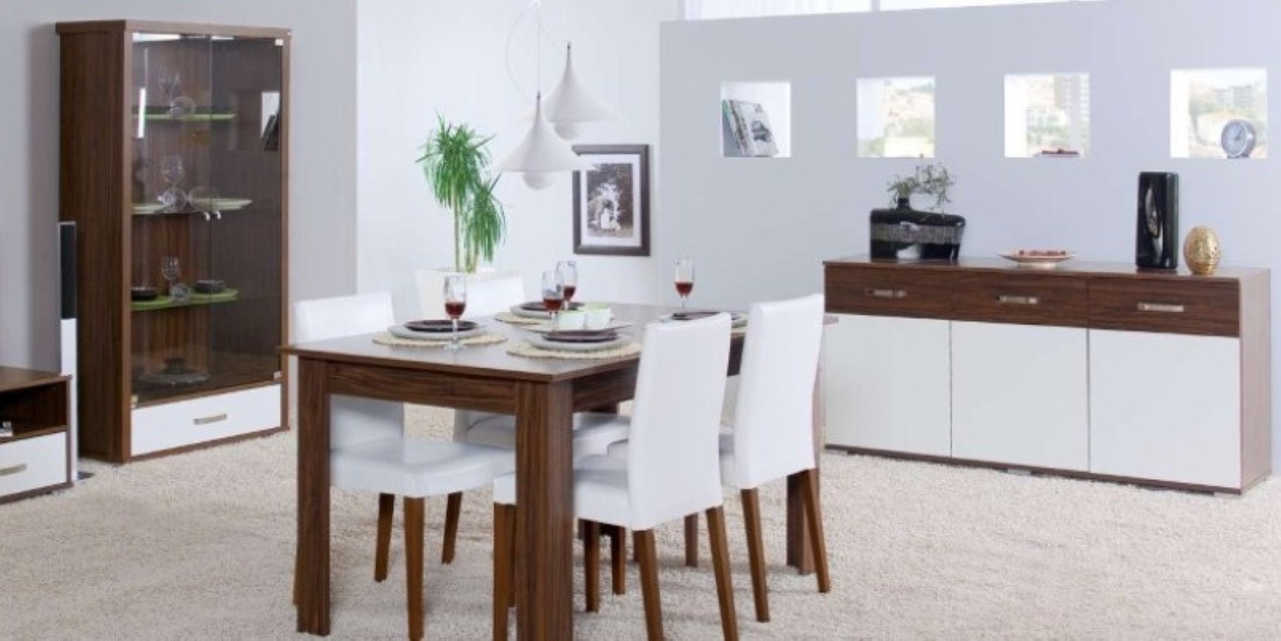 Sideboard Design Table Modern Sideboard Design Feat Rectangular Table And Elegant White Leather Dining Chairs With Wooden Legs Dining Room  White Leather Dining Chairs Inducing Beauty As Well As Elegance 
