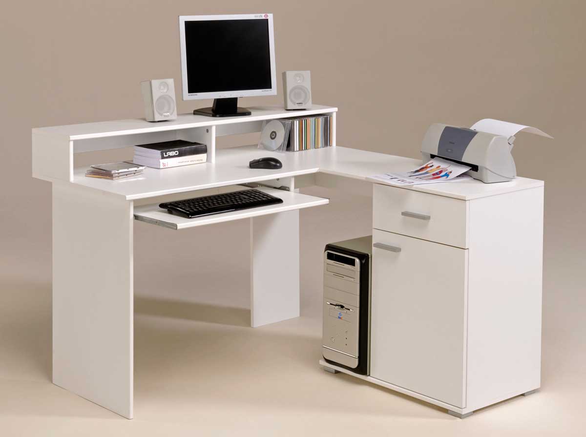 White Desk Unit Modern White Desk Plus One Unit Monitor Between Speaker And Printer Above Storage Furniture Perfect Modern White Desk Application For Home Office