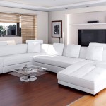 White Leather U Modern White Leather Sofa With U Shaped Design Feat Unique Living Room Bay Window Curtain And Square Glass Coffee Table Furniture  Awesome Modern Luxury White Leather Sofa 