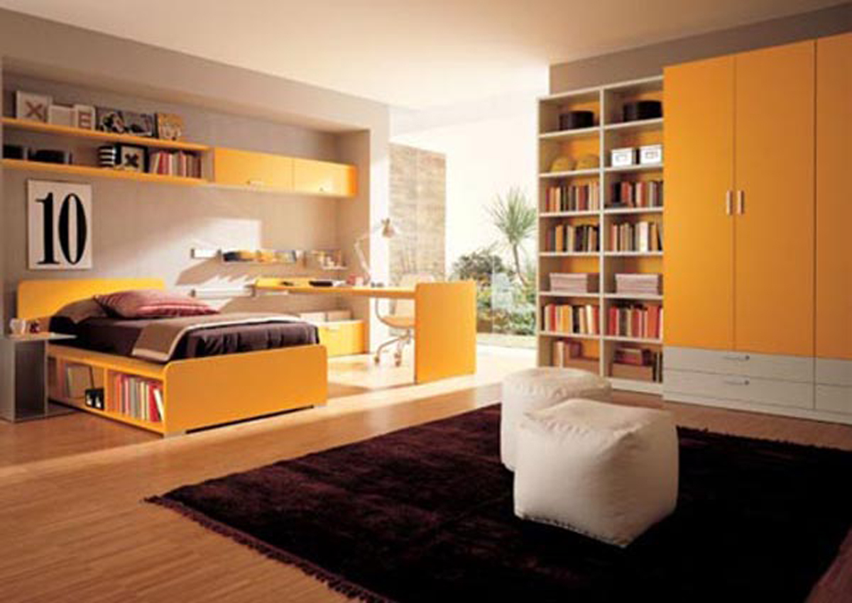 Purposes Bed Underneath Multi Purposes Bed With Bookshelf Underneath Feat Modern Bedroom Closet With Yellow Door And Large Black Rug Idea Bedroom  Bedroom Closet Design For Storage Innovation 