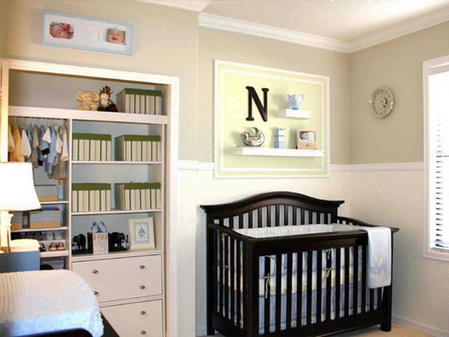 Built In With Natty Built In Bookshelf Mixed With Grey Wall And White Wainscoting In Modern Small Baby Nursery Kids Room Various Baby Nursery Furniture For Wonderful Baby Room