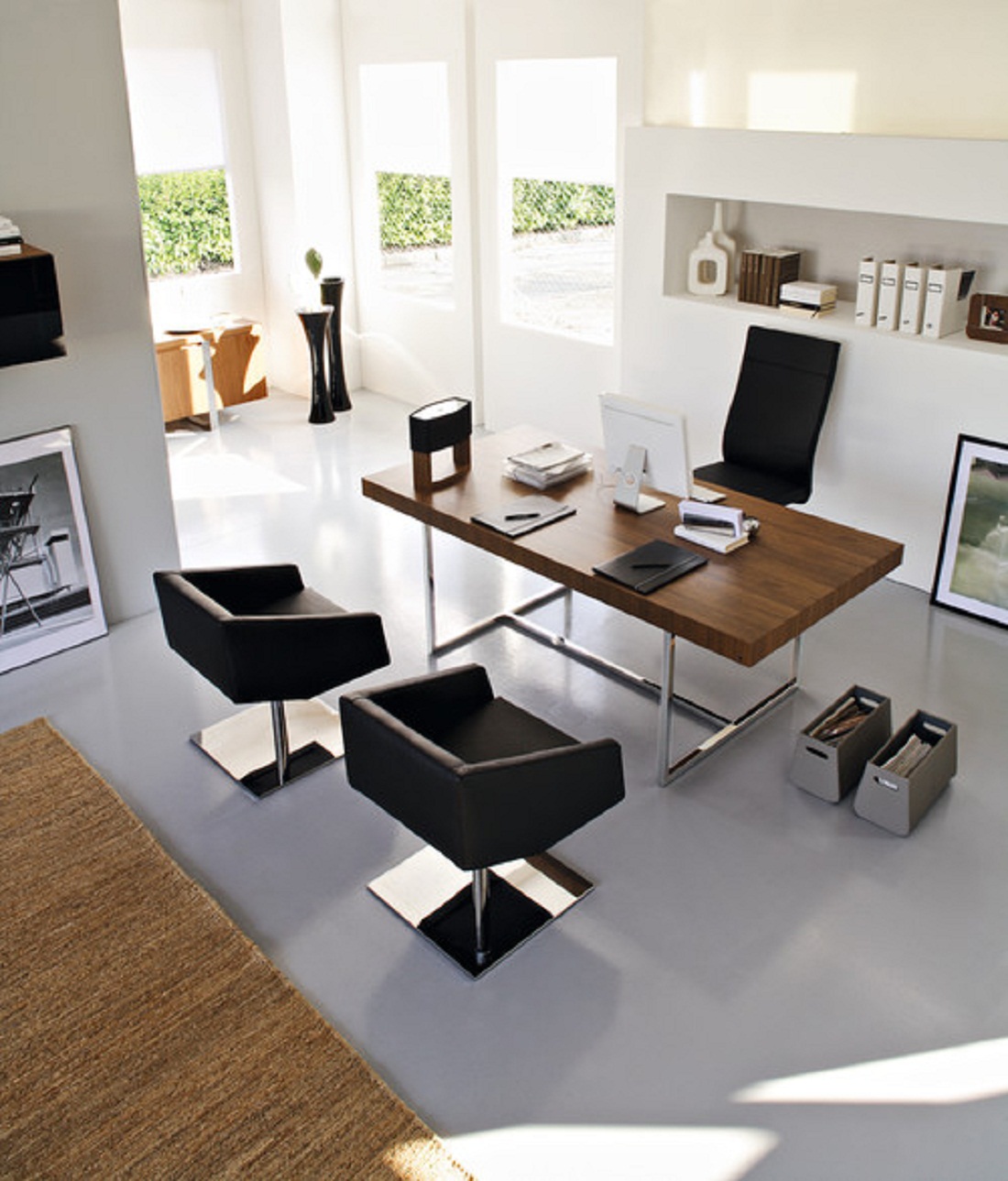Assembling Furniture Home Neat Assembling Furniture In Modern Home Office Area Exposing Dark Chairs And Teak Desk Office Modern Home Office To Play With Furniture And Lighting Fixtures