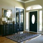 Brown Foyer Color Neutral Brown Foyer Wall Paint Color Background Paired With Black Side Board And Decorative Front Door Under Fanlight Design House Designs  Black Interior Doors Perform Cool Doors 