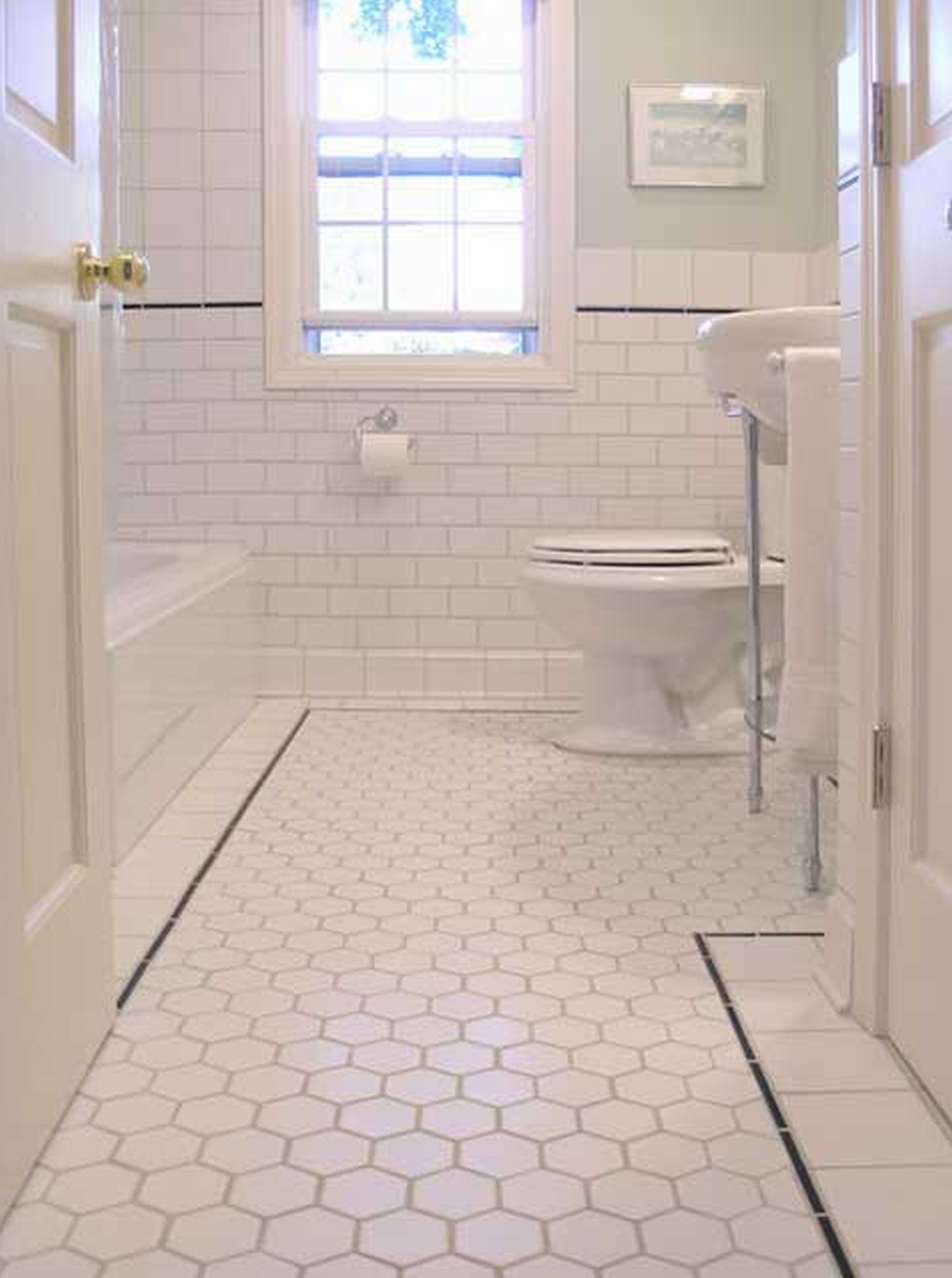 Tile Window In Nice Tile Window Without Curtain In Small Bathroom With Pentagon Bathroom Floor Tile Ideas And Low Bathtub Near Casual Door Model Bathroom A Safe Bathroom Floor Tile Ideas For Safe And Healthy Bathroom