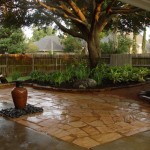 Stone Flooring Brown Original Stone Flooring With Glossy Brown Porcelain Just Around Garden In Small Backyard Ideas Backyard Small Backyard Ideas For You Who Love Simplicity