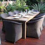 Dining Room Trendy Outdoor Dining Room Focus On Trendy Wicker Chairs Furniture And Lovely Rectangular Table Plus Decking Floor Design Furniture  Comfortable Wicker Dining Chair To Have A Delightful Dinner 