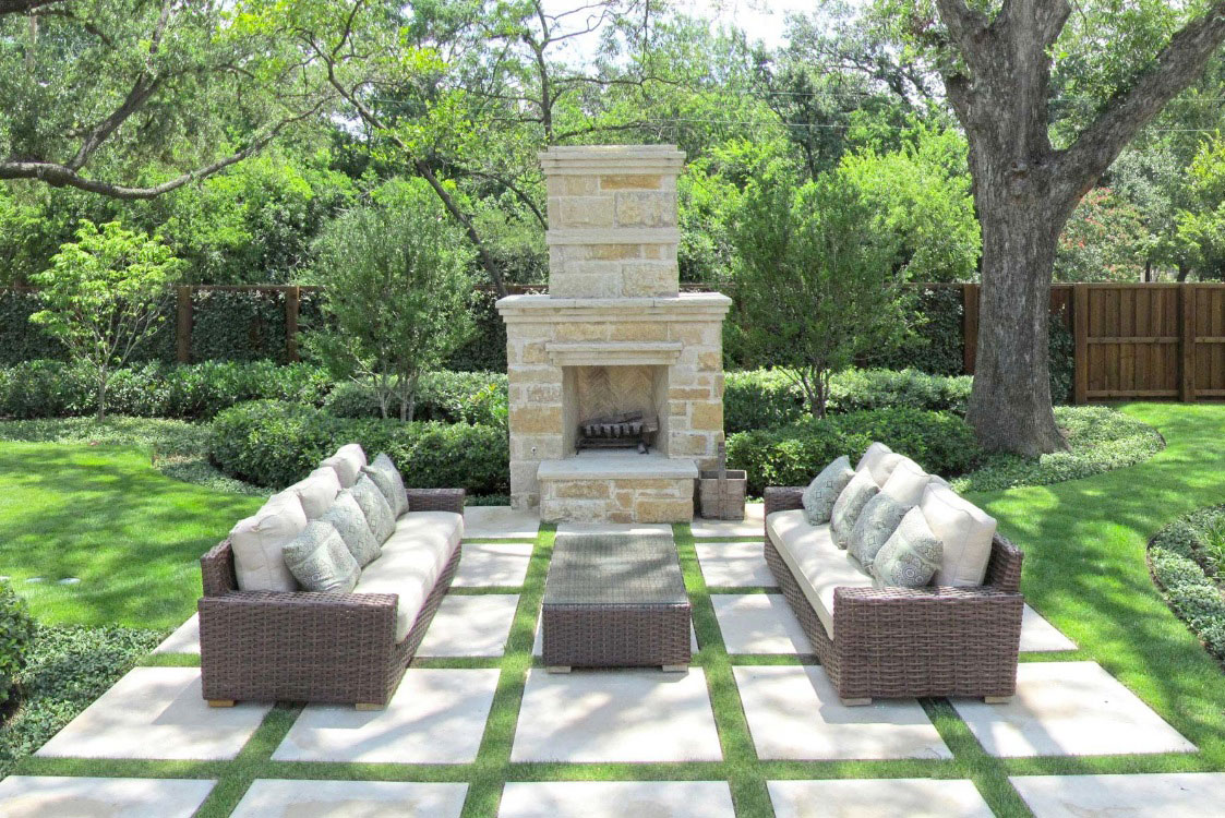 Living Spaces Wicker Outdoor Living Spaces Decorated With Wicker Sofa In Traditional Design Completed With Traditional Brick Fireplace Ideas Exterior Futuristic Home With Wooden Furniture And Outdoor Living Space