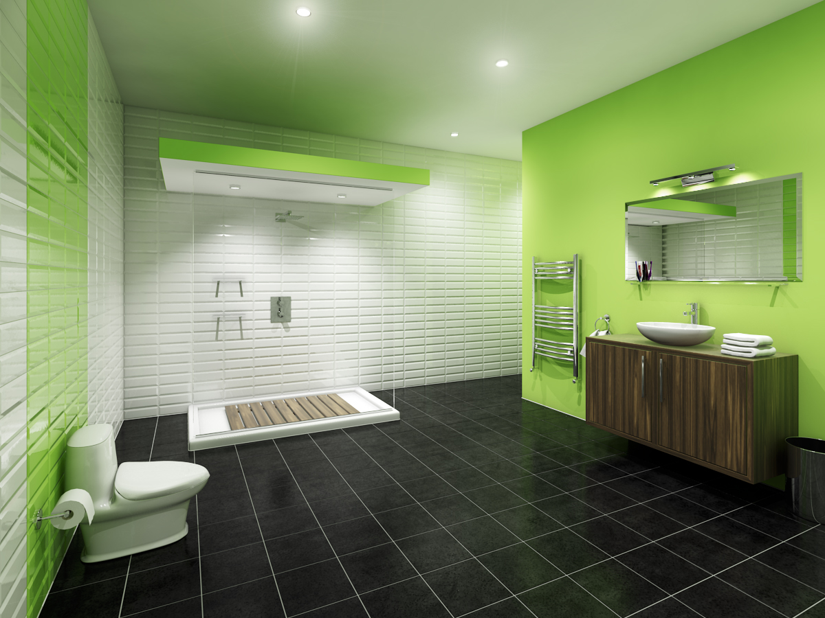 Black Ceramics With Outstanding Black Ceramics Flooring Combined With White And Green Bathroom Paint Ideas Installed With Clear Glass Shower Room Also White Toilet Seat And Wooden Vanity And Towel Rack Bathroom The Great Advantages Of Bathroom Paint Ideas