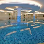 Circular Indoor With Outstanding Circular Indoor Swimming Pool With Blue Mosaic Tile Idea Plus Unusual Ceiling Design And Little Wall Sconces  Modern Home Design With Indoor Swimming Pool 